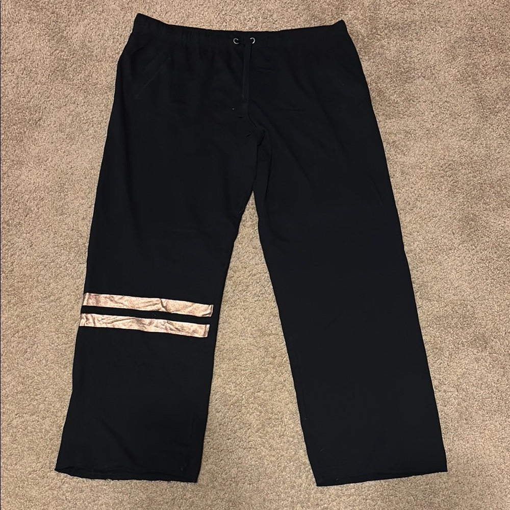 Black Pants with Beige Stripes